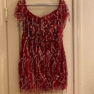 Gorgeous off the shoulder sequin dress!